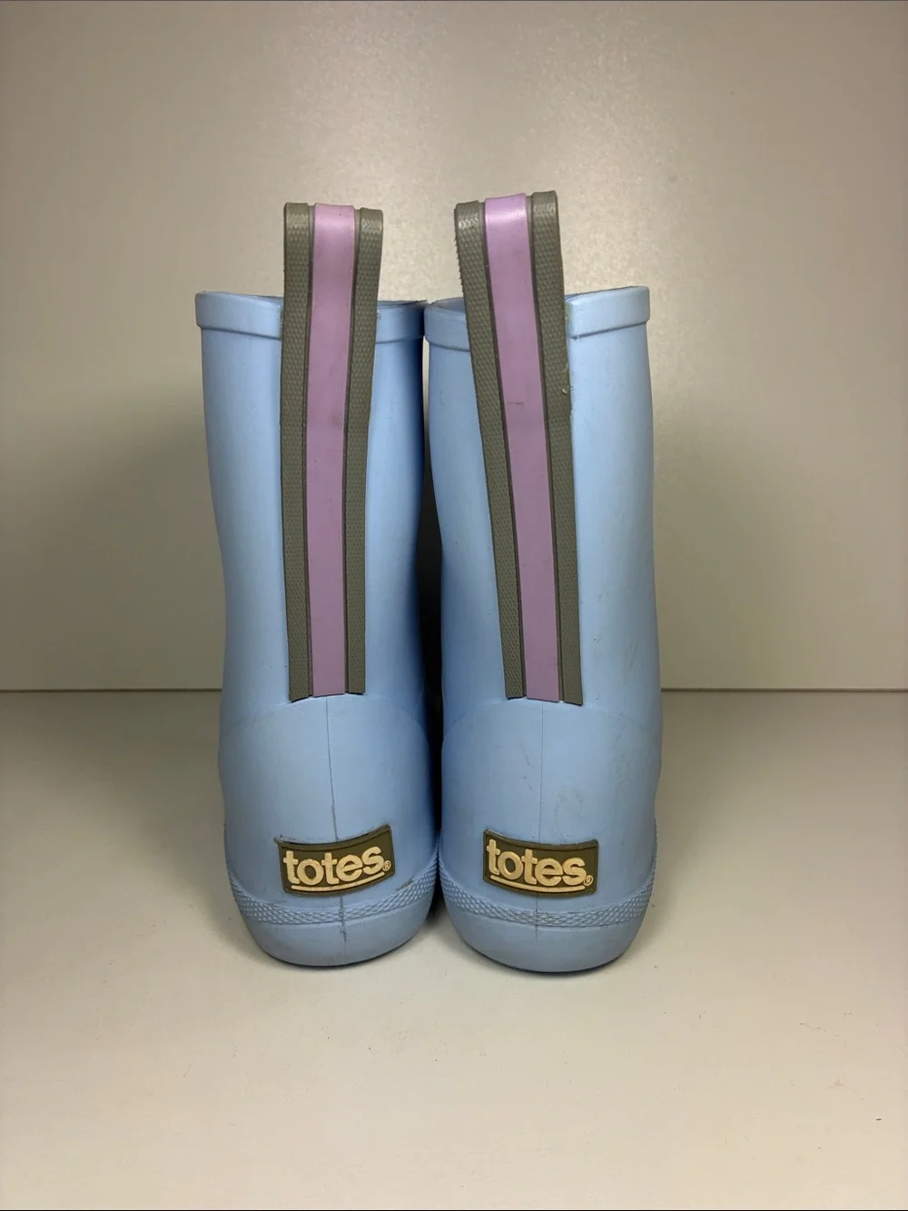 totes Kids Light Blue Waterproof Pull-On Rain Boots, size 13-1